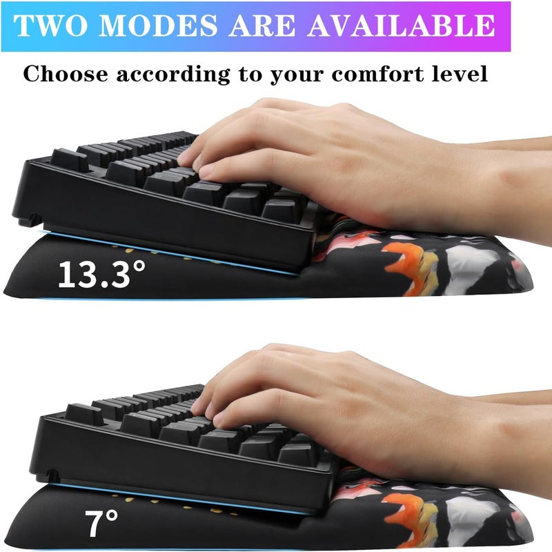 KEPUTAIER Computer Keyboard Stand with Wrist Rest, Ergonomic Tilted Keyboard Holder - Keyboard Riser with Wrist Pad - Keyboard Tray Support for Office Home - Black Flowers - Image 2